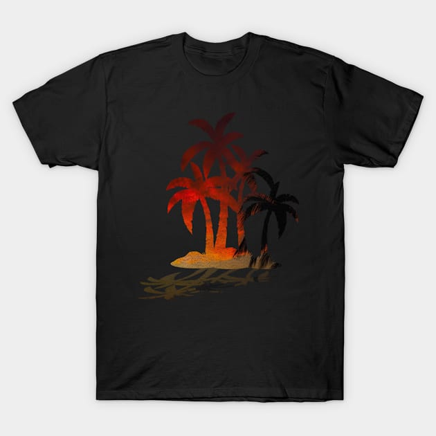 Beach Palm Trees Sunset T-Shirt by ANIL PRINT